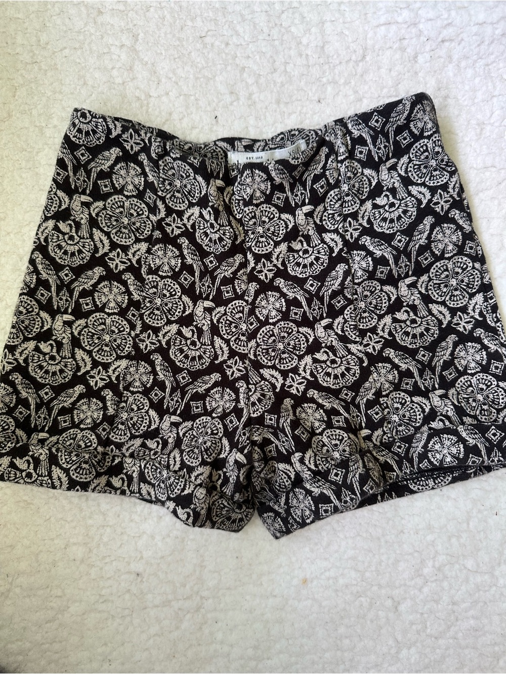 Abercrombie Kids Black and White High Waist Floral Print Shorts